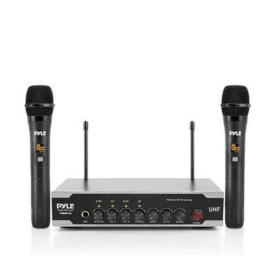 Pyle Bluetooth Wireless Pa Microphone System with (2) Handheld Mics, Desktop Receiver & Usb Charging