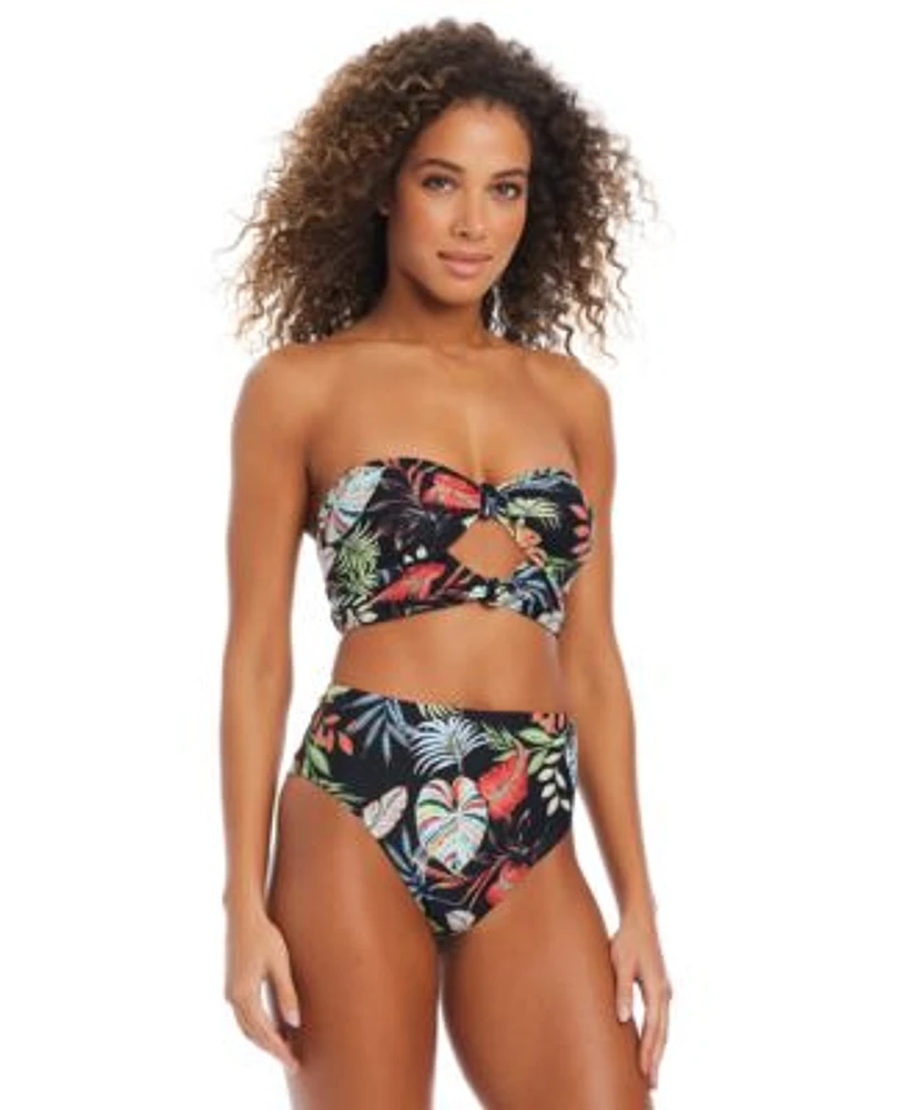 Bar Iii Womens Swept Away Knotted Cropkini Top High Rise Bikini Bottoms Exclusively At Macys