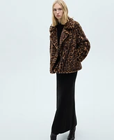 Mango Women's Leopard Regular Coat