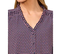 CeCe Women's Ruffled V-Neck Button-Front Blouse