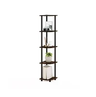 Slickblue 5-Shelf Modern Corner Bookcase with Wood Finish for Space-Saving Storage and Display