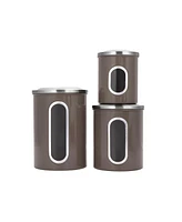 Mega Casa Megacasa 3 Piece Stainless Steel Canister Set in Brown Finish