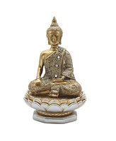 Fc Design "2-pc Set" 6"H Earth Touching Buddha on Lotus Seat in Gold and Silver Figurine Statue Ornament Home Room Office Decor and Perfect Ideas for