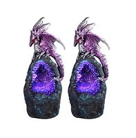 Fc Design "2-pc Set" 6.75"H Purple Dragon with Led Blue/Purple Faux Crystal Stone Figurine Statue Ornament Home Room Office Decor and Perfect Ideas fo