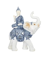 Fc Design "2-pc Gift Set" 9"H Blue and White Thai Buddha Sitting on Elephant Figurine Statue Ornament Home Room Office Decor and Perfect Gift Ideas fo