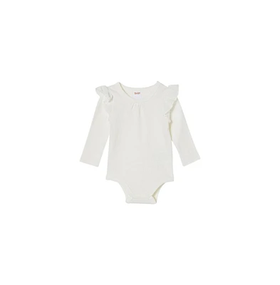 Cotton On Baby Girls The Long Sleeve Broderie Ruffle Bubbysuit