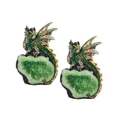 Fc Design "2-pc Set" 4"H Green Dragon on Green Faux Crystal Stone Figurine Statue Ornament Home Room Office Decor and Perfect Ideas for Housewarming,