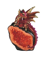 Fc Design "2-pc Set" 4"H Red Volcano Dragon Guarding Faux Crystal Cave Figurine Statue Ornament Home Room Office Decor and Perfect Ideas for Housewarm