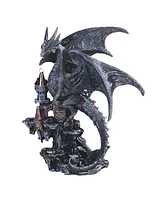 Fc Design "2-pc Set" 7.75"H Black Dragon on Castle Figurine Statue Ornament Home Room Office Decor and Perfect Ideas for Housewarming, Holidays and Bi