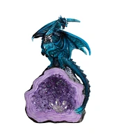 Fc Design "2-pc Set" 8"H Blue Dragon Guarding Purple Faux Crystal Cave Figurine Statue Ornament Home Room Office Decor and Perfect Ideas for Housewarm