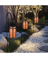 LAGarden Hummingbird Solar Lantern with Shepherds Hooks Outdoor Hanging Decor Light Christmas Gifts Yard Patio 6Pack