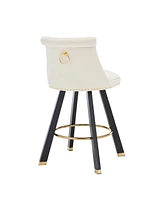 The Pop Home Set of 2 Velvet Swivel Bar Stools, 360 Rotation, Modern Kitchen Chairs-The