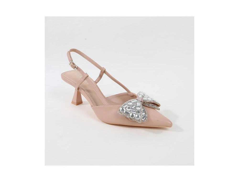 Berness Maxi Rhinestone Bow Slingbacks