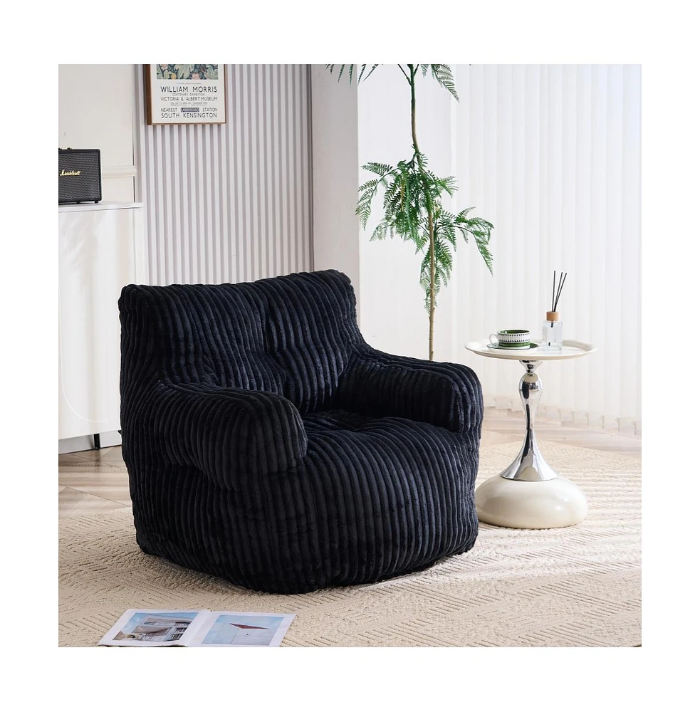 The Pop Home Soft Corduroy Bean Bag Chair with Memory Foam Filling for Living Room-The