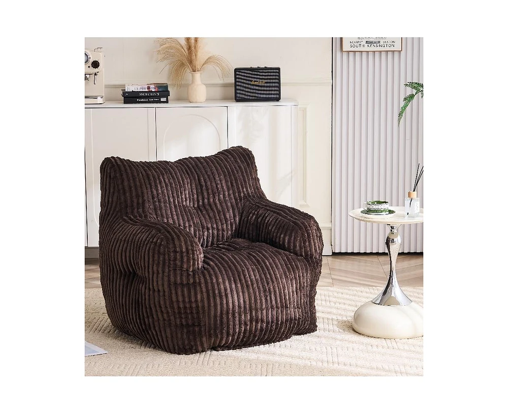 The Pop Home Soft Corduroy Bean Bag Chair with Memory Foam Filling for Living Room-The