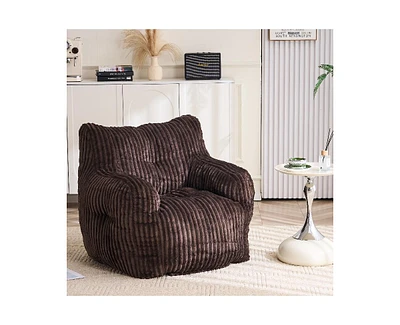 The Pop Home Soft Corduroy Bean Bag Chair with Memory Foam Filling for Living Room-The