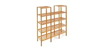 Slickblue Wicker Wood 4-Shelf Bookcase Plant Stand Shelving Unit