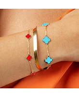 The Lovery Mini Coral Clover Bracelet 14K Gold