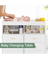 gaomon Dresser for Bedroom with Drawers, Baby Changing Table Dresser with Changing Pad, 2 Open Storage Shelves, Baby Diaper Changing Station Dresser w
