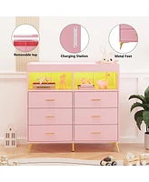 gaomon Dresser for Bedroom with Drawers, Baby Changing Table Pad, 2 Open Storage Shelves, Diaper Station w