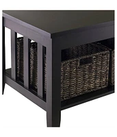 Slickblue 2-Tier Coffee Table with 3 Storage Baskets for Living Room Organization and Style