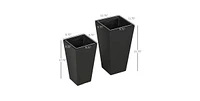 Slickblue Set of 2 Modern Lightweight Outdoor Patio Flower Pot Tall Planter Box