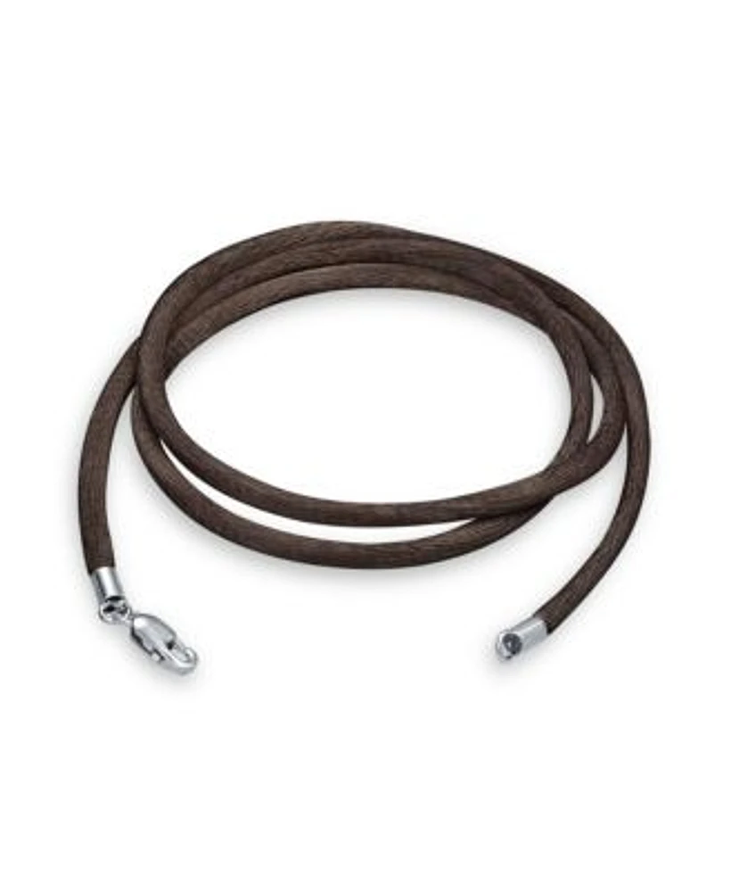 Bling Jewelry Brown Silk Cord Chain Necklace with Silver Plated Brass Clasp