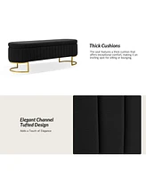 Raquel Storage Bench with Metal Legs and Channel Tufted