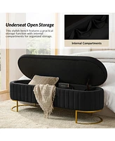 Raquel Storage Bench with Metal Legs and Channel Tufted