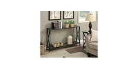 Slickblue Weathered Wood Console Sofa Table with Bottom Shelf and Metal Frame