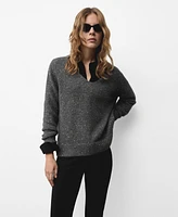 Mango Women's V-Neck Sequin Sweater