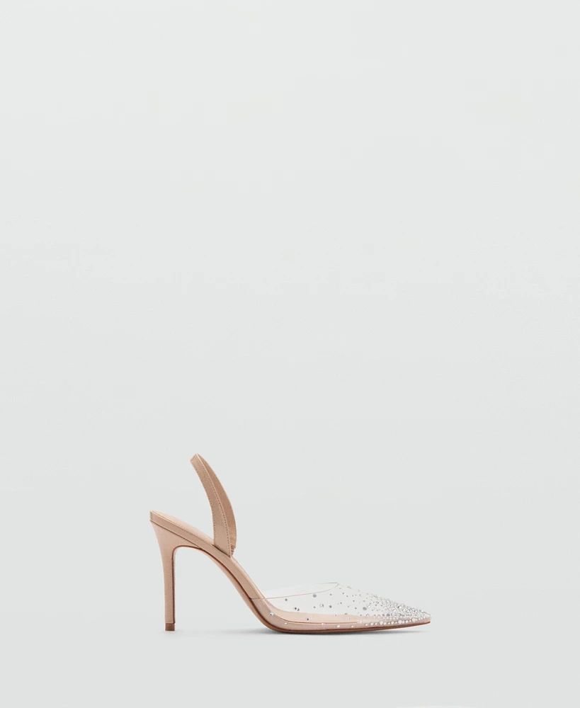 Mango Women's Transparent Rhinestone Pointed Toe Shoes