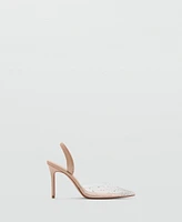Mango Women's Transparent Rhinestone Pointed Toe Shoes