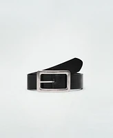 Mango Women's Square Buckle Leather Belt