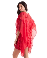 Mimi Flamingo Women's Breeze Ruffle-Trim Poncho Cover-Up