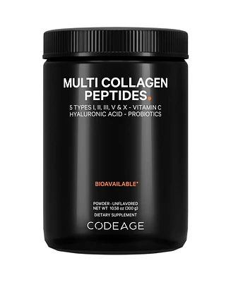 Codeage Multi Collagen Peptides Powder + Probiotics Black Edition, Vitamin C, Hyaluronic Acid Powder Supplement, Grass-Fed, Hydrolyzed, Zero Carbs, Ty