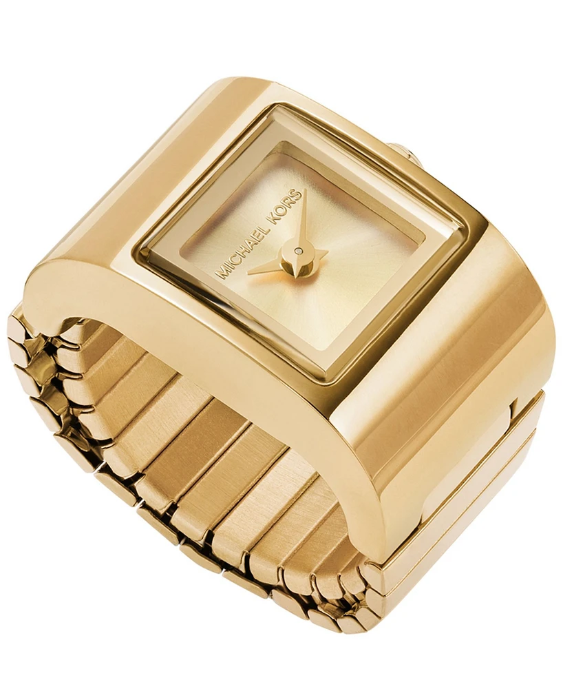 Michael Kors Women's Darrington Two-Hand Gold-Tone Stainless Steel Ring Watch, 13mm