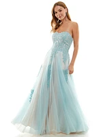 Say Yes Juniors' Strapless Embellished Ballgown, Created for Macy's