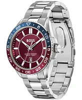 Hugo Boss Men's Runner 3H Silver Stainless Steel Watch, 44mm