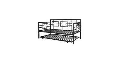 Slickblue Metal Daybed Frame with Pull-Out Trundle Bed for Extra Sleeping Space