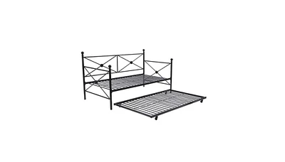 Slickblue Daybed Frame with Twin Roll-Out Trundle for Space-Saving Sleeping and Guest Accommodation