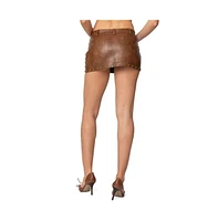 Edikted Women's Studded Faux Leather Mini Skort