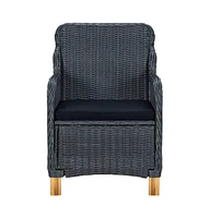 Patio Chairs with Cushions 2 pcs Poly Rattan Dark Gray