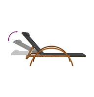 vidaXL Sun Lounger with Pillow Gray Textilene and Solid Wood Poplar