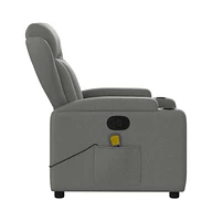 vidaXL Dark Gray Fabric Recliner Chair with 6-Point Vibration Massage, Adjustable Backrest & Footrest, Cup Holders, Side Pocket, Padded Seat, Perfect