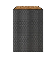 vidaXL Patio Bar Table with Acacia Wood Top Black 72.8"x31.5"x43.3" Poly Rattan