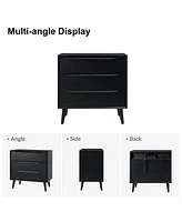 Hulala Home Zahira Mid-Century Modern 3 - Drawer Accent Chest with Solid Wood Handles and Legs
