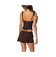 Edikted Women's Colleen Ruffled Pinstripe Corset