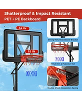 Gymax Portable Basketball Hoop System w/ Easy Height Adjustment from 7.9-10 Ft