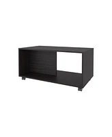 Fm Furniture Gu Oidak Coffee Table with Open Storage and Caster Wheels, Wengue